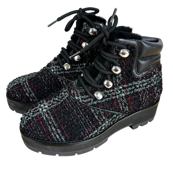 3.1 Phillip Lim NWOB Dylan Lace Up Plaid Hiking Boots Women's Size 37 (US 7) - Picture 4 of 9